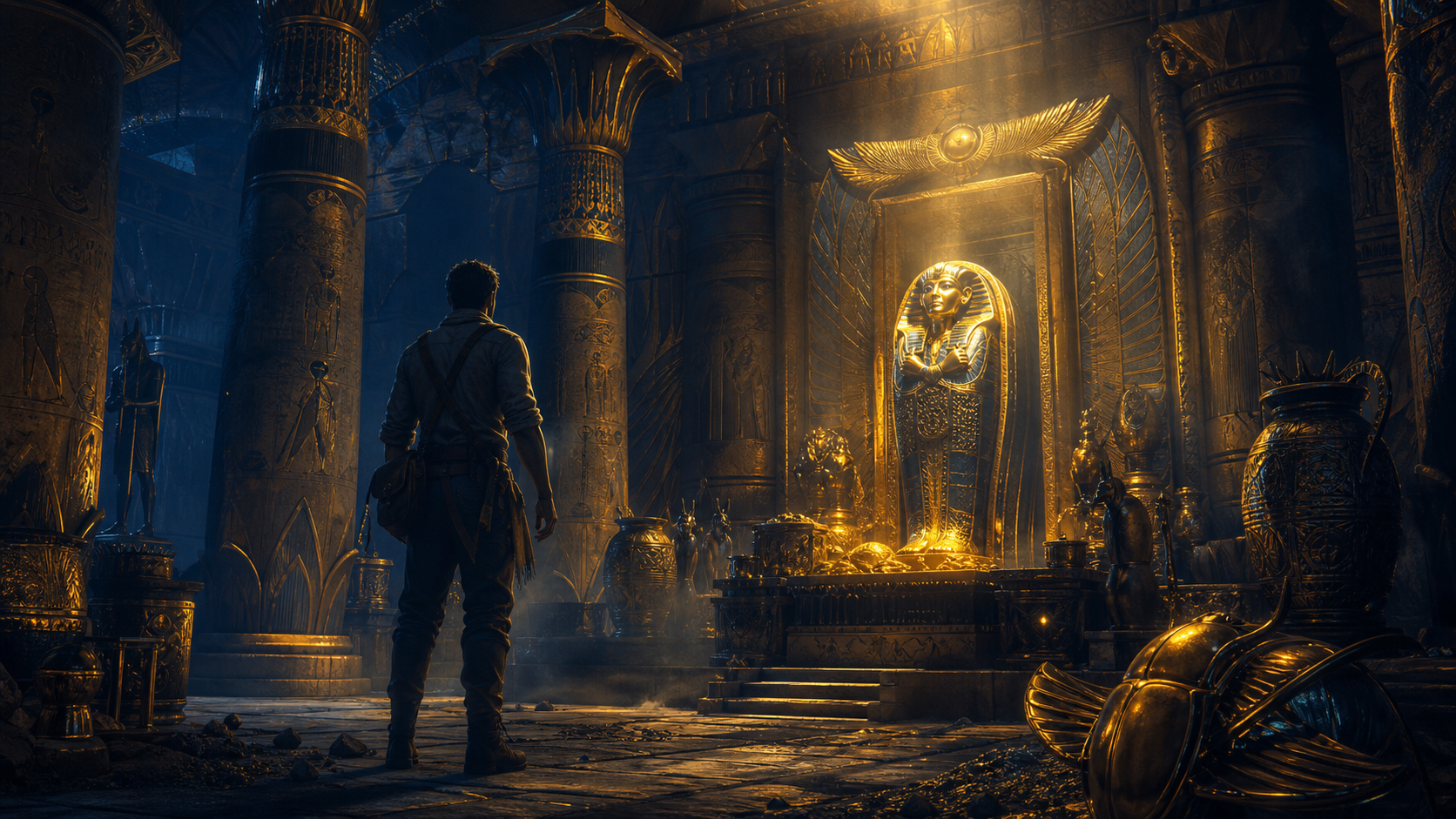 Book of Dead Screenshot - Rich Wilde im ägyptischen Tempel mit Book-of-Dead-Symbol
